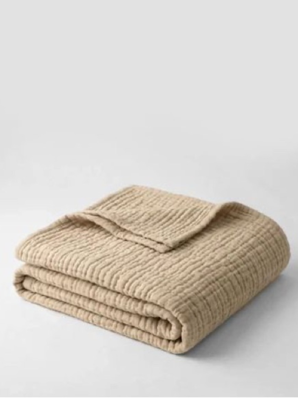 The Fleece Company 100% Muslin Cotton Blanket Beige Soft Breathable Throw NIP